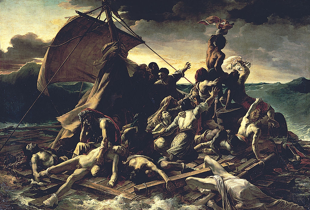 ルーブル美術館所蔵1819年の作品。フランス海軍のフリゲート艦メデューズ号が難破した際に起きた事件を悲劇的事件として国民にこの作品を通じて投げかけた。そしてジュリコーの名はヨーロッパ全土に広がる。