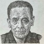 1895-1975を生きた詩人であり随筆家。早稲田大学や東京美術学校、慶應義塾大学などで学ぶもいずれも中退し、1923(大正12)年に詩集「こがね蟲」で詩壇に登場。ヨーロッパ象徴派の影響を受けたモダニズム詩を展開。そして発表した「鮫」は、戦時中も一貫して体制に迎合せず、鋭い社会批評と人間観察に基づく「抵抗詩人」としてその名を刻んだ。戦後は「落下傘」「蛾」など、反戦・反権力の精神に貫かれた詩を著している。自伝的な「人間の悲劇」「どくろ杯」なども残している。