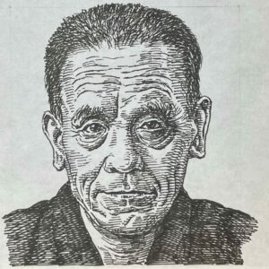 1895-1975を生きた詩人であり随筆家。早稲田大学や東京美術学校、慶應義塾大学などで学ぶもいずれも中退し、1923(大正12)年に詩集「こがね蟲」で詩壇に登場。ヨーロッパ象徴派の影響を受けたモダニズム詩を展開。そして発表した「鮫」は、戦時中も一貫して体制に迎合せず、鋭い社会批評と人間観察に基づく「抵抗詩人」としてその名を刻んだ。戦後は「落下傘」「蛾」など、反戦・反権力の精神に貫かれた詩を著している。自伝的な「人間の悲劇」「どくろ杯」なども残している。