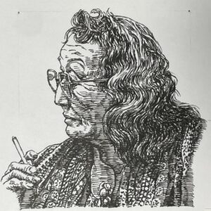 1909-2002を生きた歌人。佐佐木信綱に師事した父に影響を受け、若山牧水の勧めにより「心の花」に短歌を発表。その後モダニズムに向かうも、父などが影響を受けた1936(昭和11)年の二・二六事件後は、この事件を題材にした。これらの作品は、第一歌集「魚歌(1940)」に収められている。戦後は、疎開先での暮らしなどを綴った「歌のゆくへ(1953)」、夫と母の介護を綴った「ひたくれなゐ(1976)」などを発表し、現代短歌に大きな足跡を残す。1997(平成9)年には、宮中御歌会始の召人をつとめた。