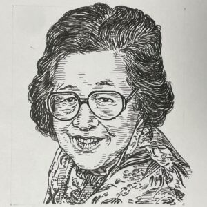 1908-2000を生きた 劇作家であり小説家。東京女子高等師範学校(現、お茶の水女子大学)在学中に岡本綺堂主宰の演劇雑誌「舞台」に戯曲を投稿。卒業後、聖心女子学院で教職を経て、菊池寛主宰の戯曲研究会に入る。戦後、一幕の対話劇「京都の虹(1950)」「鋏(1955)」など男女の愛憎や人生の機微を描いた作品を手がけた。カトリックの洗礼を受けたのちも、映画シナリオや小説などを数多く著した。登山愛好家としても知られ随筆集「花の百名山」を綴っている。夫は、同じく劇作家の田中千禾夫。