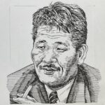 1946-1992を生きた小説家。大学進学を断念し、雑誌に投稿をしながら生活を送る。「十九歳の地図(1973)」などで芥川賞の候補となる。路地と名付けた紀州を舞台に、1976(昭和51)年「岬」で、戦後生まれ初の芥川賞を受賞し、以後「枯木灘(1977)」「地の果て至上の時(1983)」で3部作を完成させ、複雑な血縁関係の愛憎に生きる人間を描いた重厚な文学を展開した。病のため46歳で早世するも、個人と社会、差別と解放をテーマに、戦後文学に独自の強靭な世界を築き上げた文学家であった。