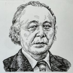 1919-2008を生きた小説家。東京帝国大学経済学部卒戦後、戦時中は軍務を行う。敗戦後、故郷福岡で教師など務め、火野葦平の後をうけ「九州文学」を主宰する。1956(昭和31)年に「人間勘定」「人間の椅子」で第34回芥川賞候補に挙がるなど、頭角をあらわし、その後文筆に専念。日本の電気王とも称えられた松永安左エ門を描いた「まかり通る(1973)」など、事実に基づく重厚な経済小説と人物評伝の先駆者として今も語り継がれている。本名は小嶋直記。