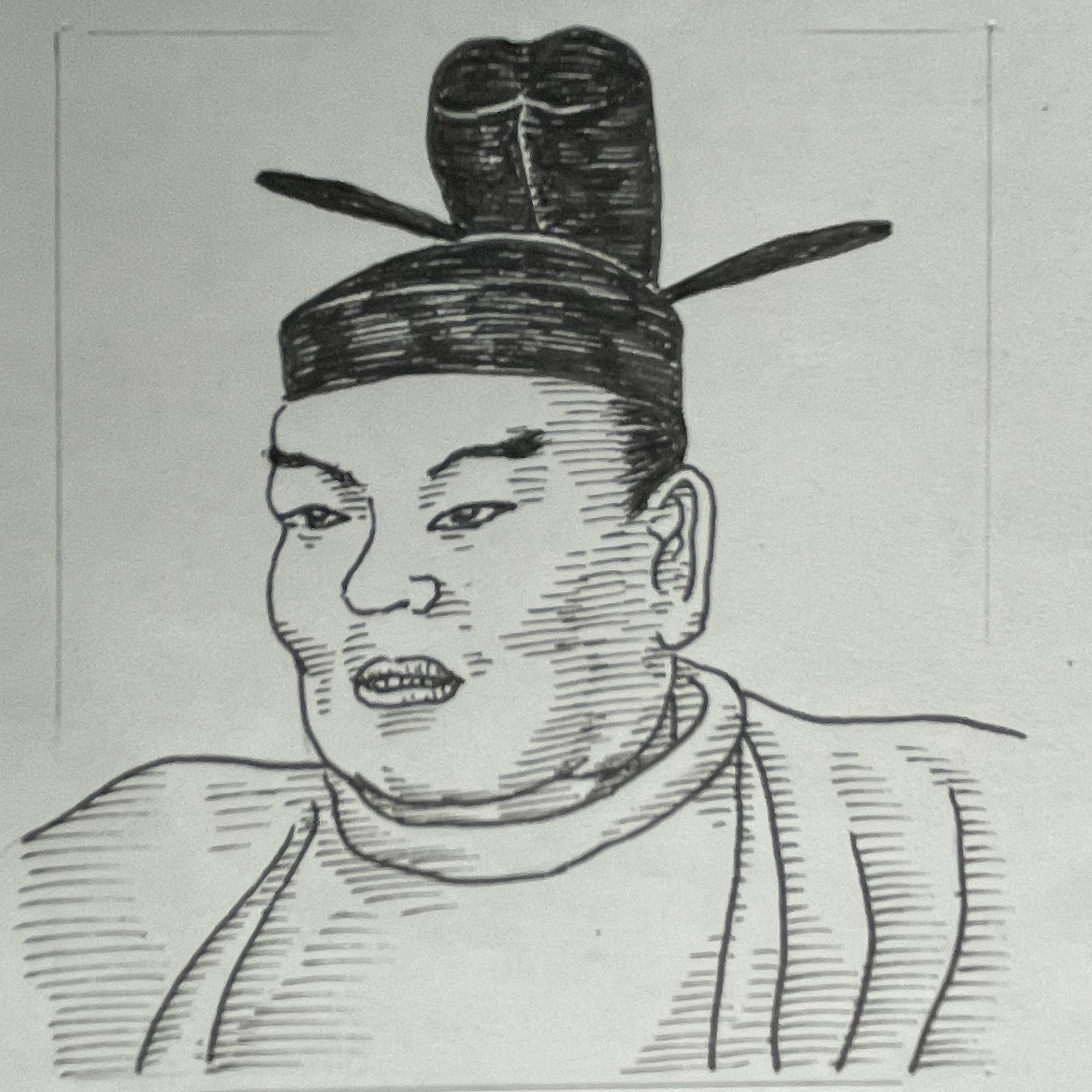 生没年不明の武士。のちに武士の理想像となる「胆力」と「忠義」を体現した、初期武士の代表的存在である。わずか16歳で「後三年の役」に出陣し、片目に矢を受けながらも屈せず戦い抜いた武勇は、当時の人々が描いた「武士の理想」そのものであった。景正の名は、武士がまだ地方の実力者に過ぎなかった時代において、貴族の倫理とは異なる「個の強さと誇り」を芽生えさせた象徴であり、やがてその誇りは、源義朝や平清盛らへと受け継がれ、武士が都の政治を動かす時代への原動力となった。いらすとすてーしょんでは出生地を神奈川県とさせていただきます。