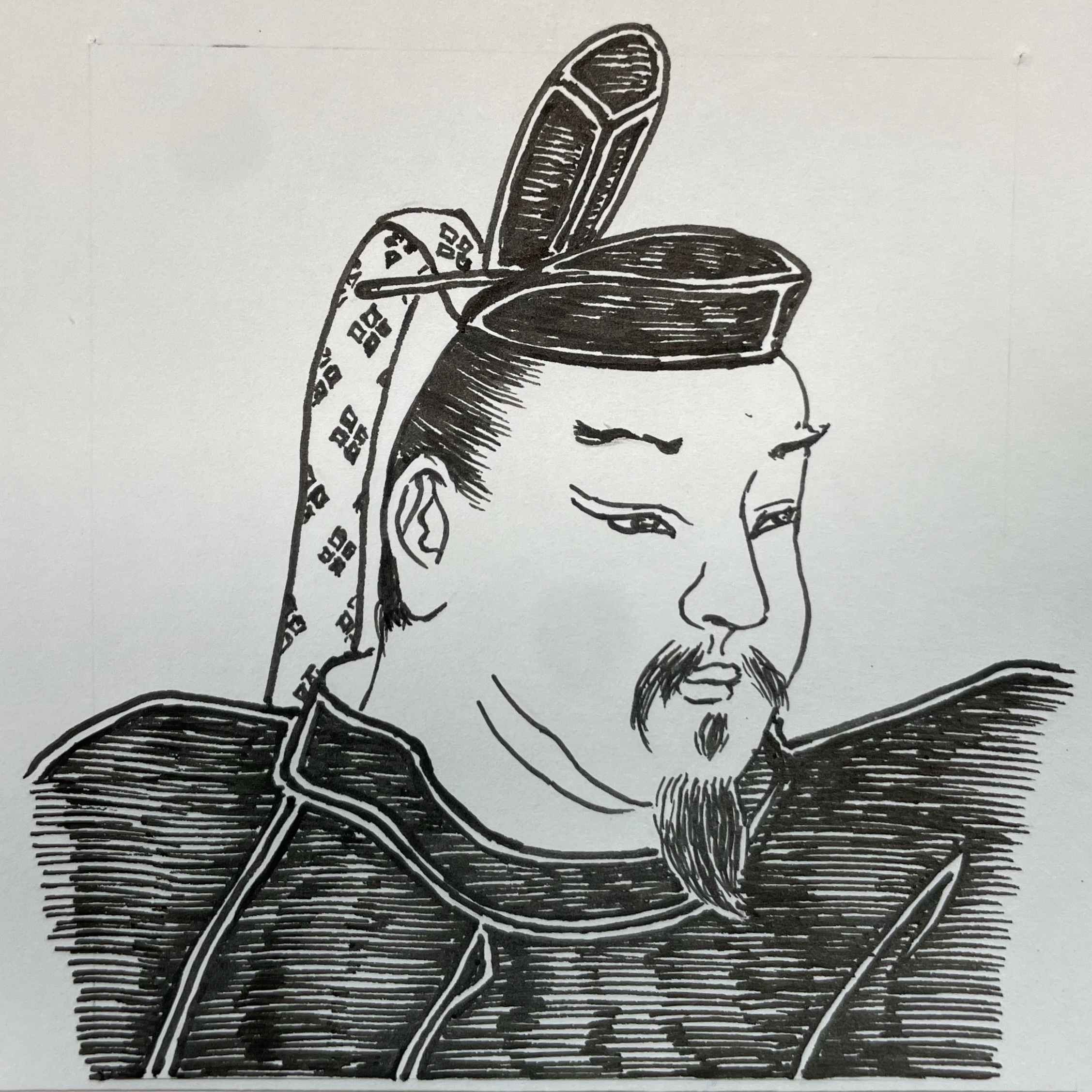 1138-1215を生きた武士（鎌倉幕府初代執権）。伊豆の在地武士として生まれながら、流人であった源頼朝をいち早く支え、やがて鎌倉幕府創業の中心人物となる。頼朝の死後、幕府は御家人たちの思惑が複雑に絡み合う混乱期へと突入する中で、武家政権の枠組みを整えるために「十三人の合議制」を軸とした集団統治体制の中核として関与。比企能員との政争を制して比企一族を排除し、源頼家・実朝兄弟の擁立を通じて、北条氏が幕府の中枢を担う体制を着実に築き上げた。「武家が自らの力で国を治める政治」を現実のものとするための、冷徹な現実感覚と知略によって、のちに「執権政治」と呼ばれる武家政権の骨格と構造の原型を、一代で描き出した演出者である。いらすとすてーしょんでは出生地を静岡県とさせていただきます。