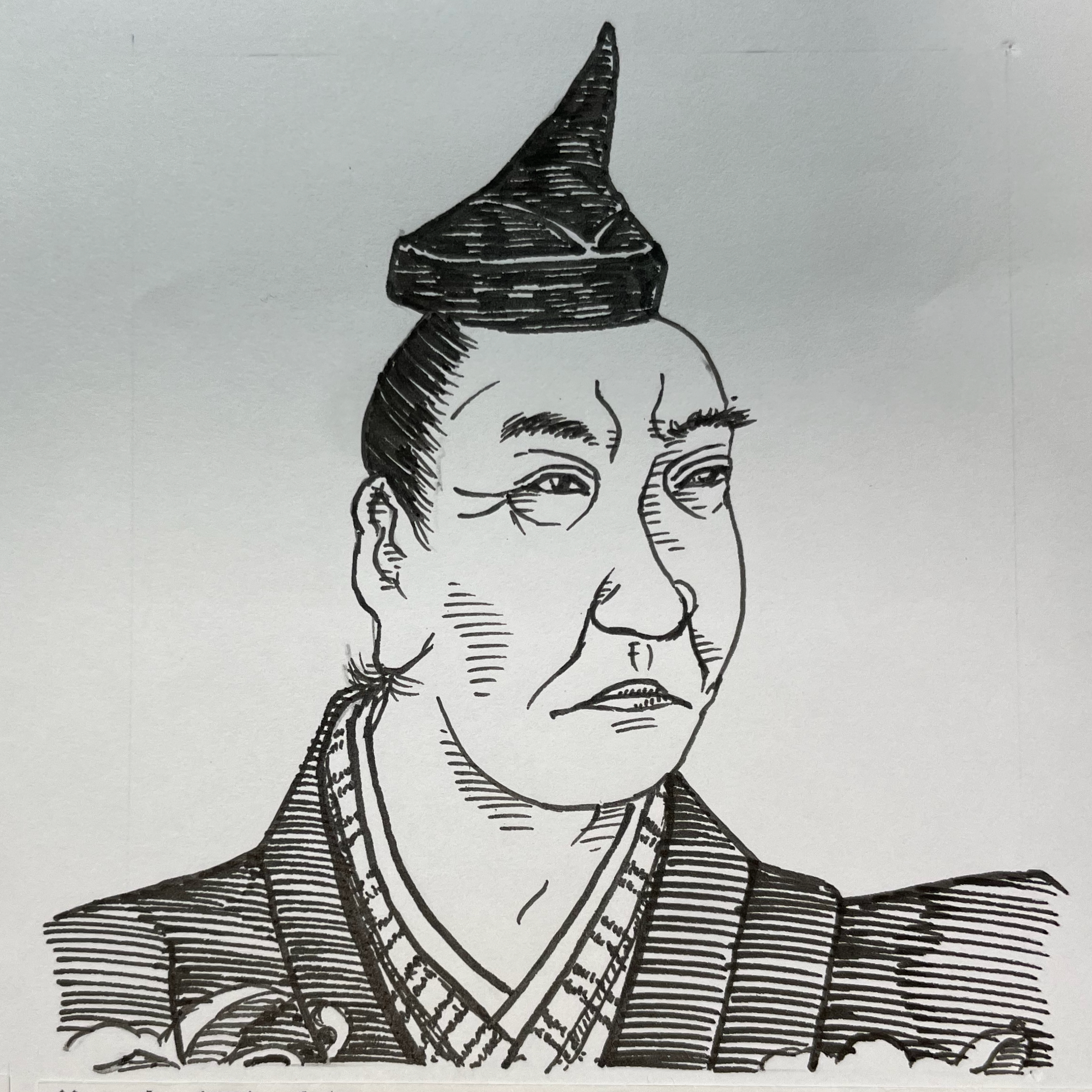 1160-1214を生きた武士。宇治川の先陣争いで名馬「生唼(いけづき)」を駆り、一番乗りを果たした勇将として名高い。近江源氏佐々木氏の名門に生まれ、頼朝挙兵以来その軍事を支え、のちに長門・備前の守護を任ぜられるなど、幕府創業を支えた功臣として活躍した。1195(建久6)年に出家して「西入」と号してからは諸国を行脚し、教化に励む求道者としての側面を深めていった。武勇を極めた者が、最後には信仰の世界へと歩みを進めたその生涯は、武士の多面性を象徴している。いらすとすてーしょんでは出生地を滋賀県とさせていただきます。