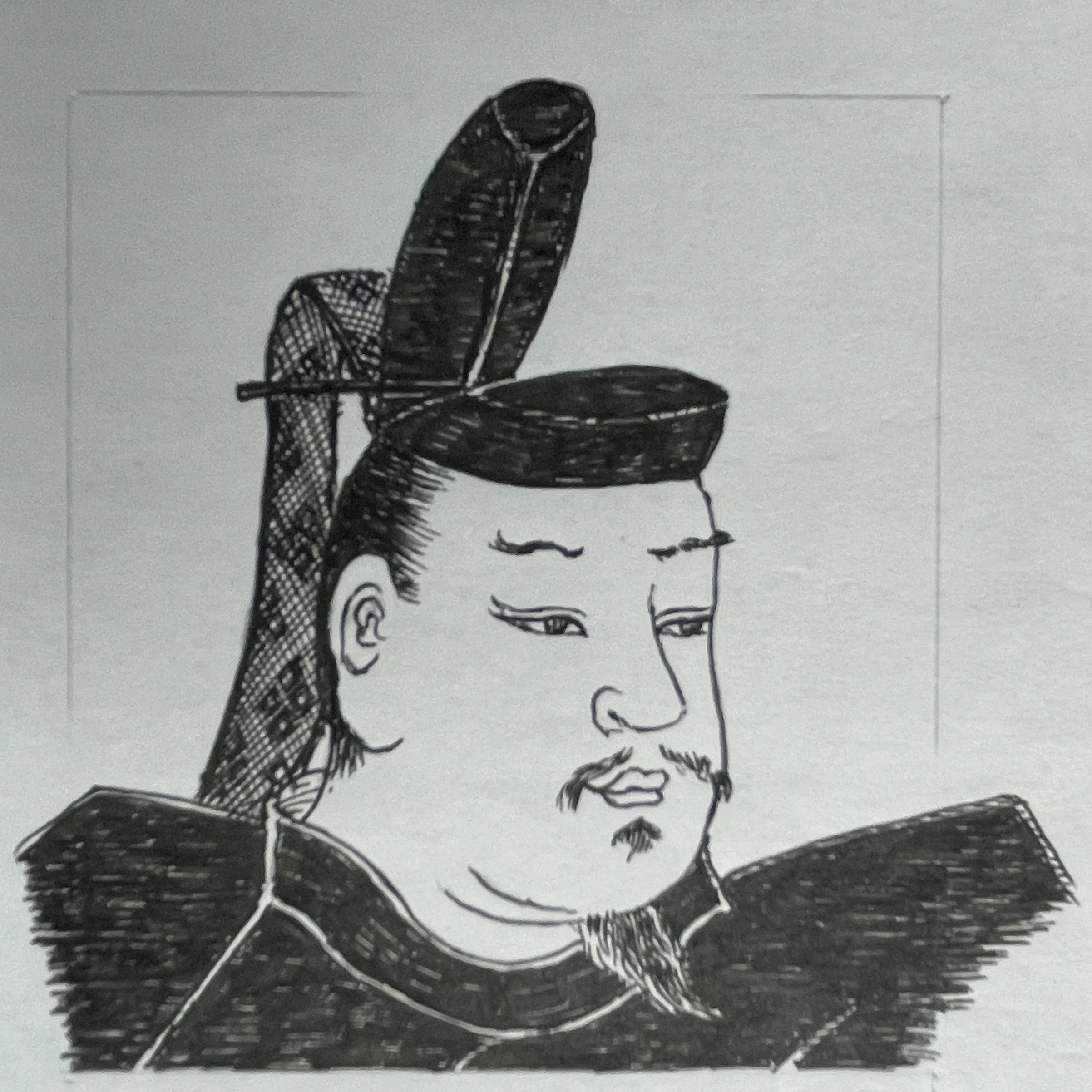 1160-1185を生きた武士であり平家一門。平家随一の怪力と武勇を誇った猛将で、平清盛の甥にあたる。身の丈六尺(約180cm)とも伝わる堂々たる体躯を持ち、源平合戦において数々の武功を挙げた。屋島・壇ノ浦など最終局面では、鬼神の如き奮戦で平家軍を支え、とりわけ壇ノ浦では源義経を討ち取ろうと海へ馬ごと飛び込んだ逸話が名高い。乱戦の中で義経に迫り、複数の敵を同時に組み伏せる豪勇は「平家物語」の中でも際立つ存在である。平家滅亡が避けられないと悟ると、二人の敵兵を抱えたまま海中へ身を投じ、「武士として最後まで戦い抜く」という矜持を貫いた。その最期は、栄華と滅亡の両方を味わった平家武士の烈しさを象徴するものであり、今もなお源平合戦最大の猛将として語り継がれている。いらすとすてーしょんでは、出生地を京都府、出生年を1160年とさせていただきます。