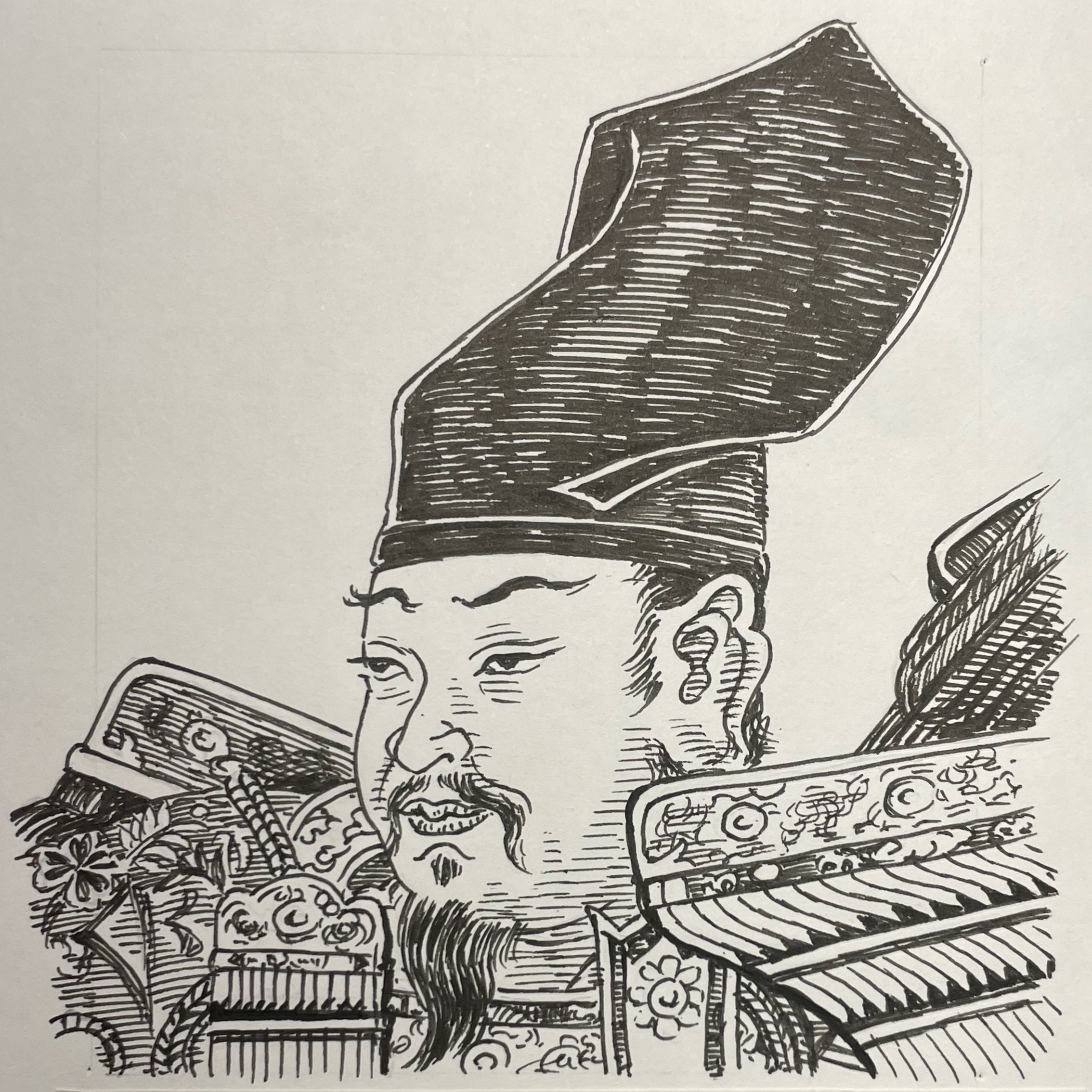 1301?-1338を生きた武将。鎌倉幕府の有力御家人として活動し、当初は幕府方として楠木正成を攻める側にも立った。しかし北条氏政権の専横に強い不満を抱き、1333年後醍醐天皇の討幕の呼びかけに応じて離反。鎌倉を攻略し、鎌倉幕府を滅ぼした主要な立役者の一人となる。義貞を貫いていたのは、一貫して、武士の利害を超え、天皇の掲げる「正統」に殉じるという至純な一念であった。建武の新政崩壊後も足利尊氏側に立つことなく、南朝方の有力武将として、敗勢の中を転戦するが、その忠誠も時代のうねりを変えるには至らず、1338年、越前で戦死。その死は、正統という理念のみではもはや秩序を構築し得ない非情な現実を象徴している。南北朝の戦いが「高潔な理念」から「実利的な帰結」へと移行したことを、敗者として最初に体現した存在であった。いらすとすてーしょんでは出生年を1301年とさせていただきます。