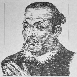 1571-1622を生きた武士。慶長18年（1613年）、伊達政宗の命を受けて慶長遣欧使節の正使となり、太平洋を横断してスペインへ渡る。さらにローマを訪れ、ローマ教皇への謁見を果たすなど、日本と欧州を結ぶ壮大な外交使節の中心を務めた。当時の日本人にとって欧州は遥か彼方の未知の世界であり、その航海は命懸けの挑戦だった。支倉は貿易の拡大や国際関係の構築を目指し、異なる言語や文化、宗教の壁を越えて交渉に臨む。しかし帰国した頃には幕府の対外政策が変化し、その構想は十分に実現しなかった。それでも日本と欧州が本格的に向き合った歴史的な第一歩となった。海を渡り、文化や価値観の違いを越えて交流の可能性を切り拓いたその姿は、まさに「日本と欧州の境界を越える」挑戦者であった。