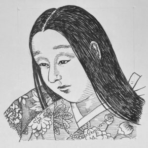 1563-1600を生きた明智光秀の娘。細川忠興の正室として嫁ぐが、本能寺の変により一夜にして逆臣の娘という過酷な運命を背負う。それでも細川家を支える中でキリスト教への信仰を深め、洗礼を受けて「ガラシャ」の名を授かった。関ヶ原の戦いを目前に控えた一六〇〇年、石田三成は諸大名の妻子を人質として大坂城に確保しようとする。細川家の留守を預かっていたガラシャは、人質となることで夫や家の行動を縛ることを拒み、自らの命を絶つことで抵抗した。その劇的な死は諸大名に大きな衝撃を与え、石田三成の人質政策を困難にするとともに、東軍側諸大名の結束を促す一因となった。武力ではなく、揺るがぬ信仰と最期の覚悟によって歴史の潮流を大きく変えたその姿は、まさに「信念に殉じた貴婦人」と呼ぶにふさわしいものであった。 いらすとすてーしょんでは、出生地を福井県とさせていただきます。