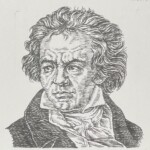 Beethoven ベートーベン(50歳のころ) ドイツ出身 1770-1827「楽聖」と称されたがベートベンは25歳で最初のピアノ協奏曲を発表させてから、その後襲いかかる聴覚との戦い。日常生活にも支障が出るころ、苦悩から歓喜を呼び起こす不朽の数々の名作を残した。 1770-1827を生きた作曲家は交響曲,協奏曲,室内楽曲,ピアノ曲,声楽曲など,あらゆるジャンルにわたり作品を手がけた。ドイツ3B(ドイツを代表する大作曲家「バッハ」「ブラームス」そして「ベートーベン」)の一人。