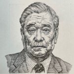 花村仁八郎 Nihachiro Hanamura 福岡県出身 1908-1997 経営者であり実業家。東京帝国大学経済学部を卒業後、1946(昭和21)年に経団連設立時に総務部次長に就任。その後事務総長、副会長を歴任する。また、経団連を通じての自由民主党への献金システム作りを担当した。1958(昭和33)年に日本航空の会長に就任し、航空業界でも大きな影響力した。また日韓文化交流にも力を注ぎ、1991(平成3)年には韓国から修交勲章光化章を受章している。 1908-1997を生きた経営者であり実業家。東京帝国大学経済学部を卒業後、1946(昭和21)年に経団連設立時に総務部次長に就任。その後事務総長、副会長を歴任する。また、経団連を通じての自由民主党への献金システム作りを担当した。1958(昭和33)年に日本航空の会長に就任し、航空業界でも大きな影響力した。また日韓文化交流にも力を注ぎ、1991(平成3)年には韓国から修交勲章光化章を受章している。